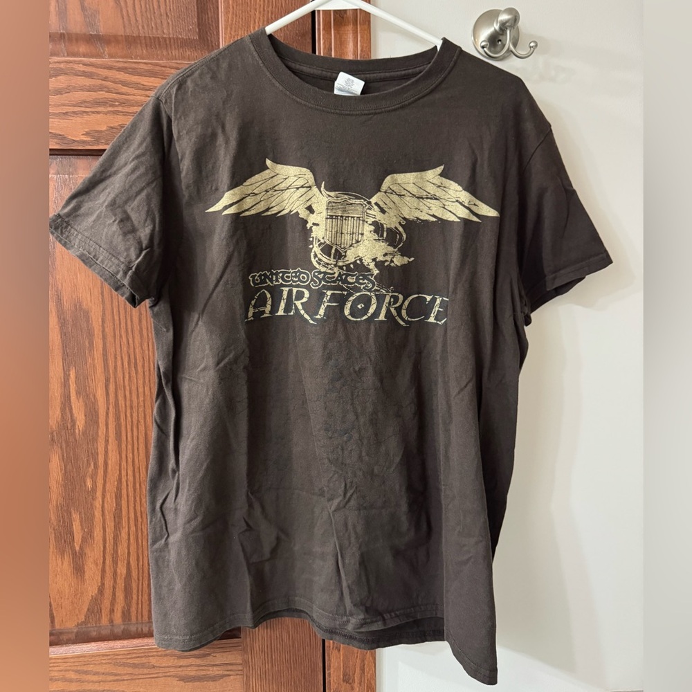 NEW UNITED STATES Air Force Graphic T-Shirt Brown LARGE Optima’s Armatus Mundus